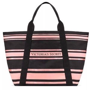 Victoria’s Secret Striped Sparkle Canvas Tote